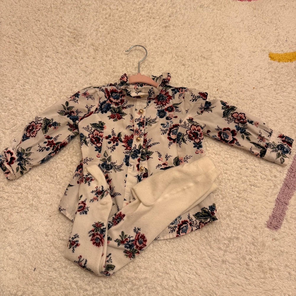 Janie and Jack Floral Blouse & Leggings Outfit Set
